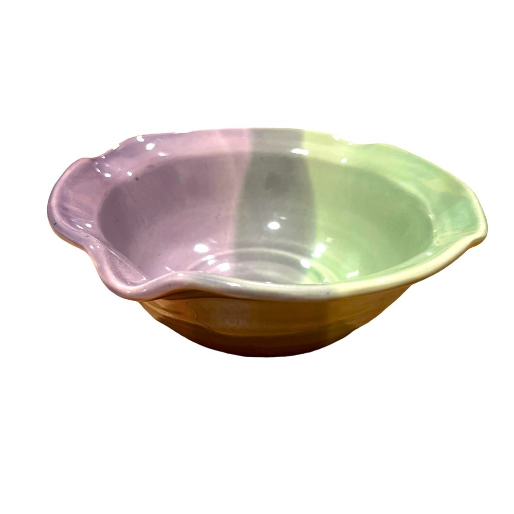 Artist Signed Ceramic Bowl, Kent Follette’s Pottery 6 1/2” Tricolored Artistry
